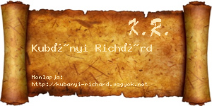 Kubányi Richárd névjegykártya